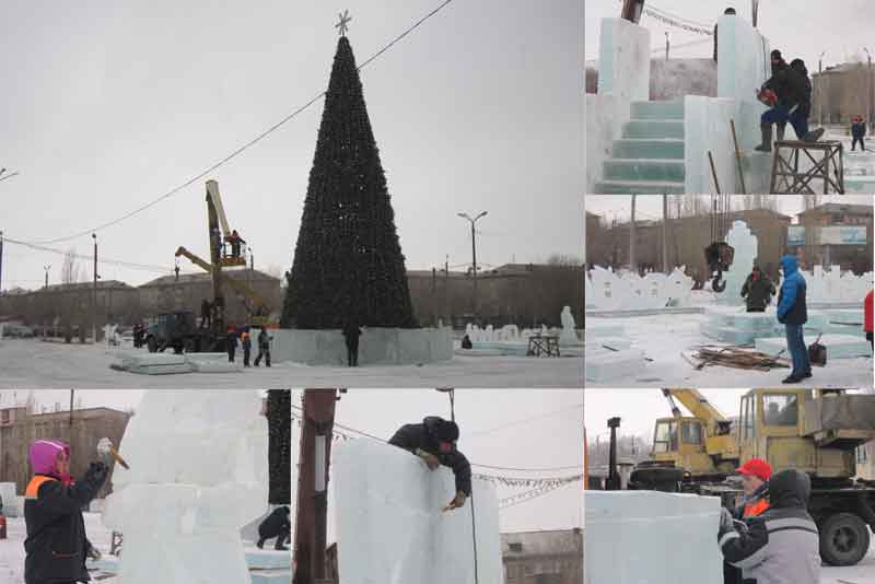 На двух главных городских площадях начался монтаж новогодних елок (фото)