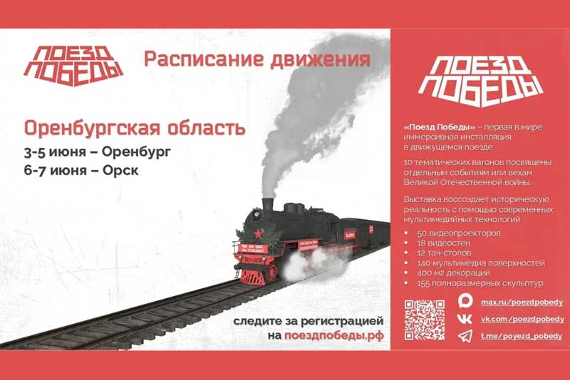  «Поезд Победы» вновь сделает остановку в двух городах Оренбуржья