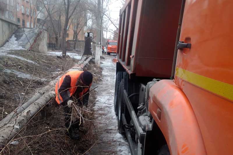 В Новотроицке продолжаются работы по опиловке деревьев