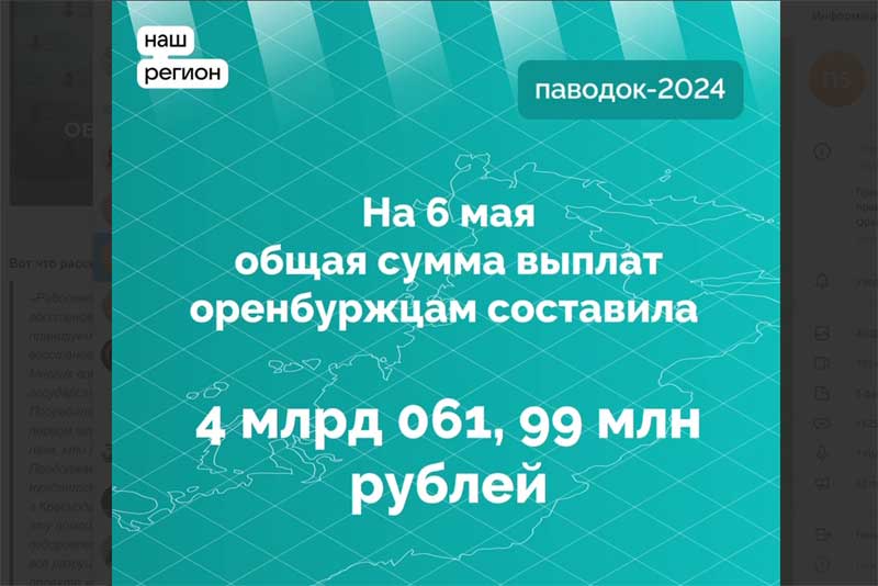 Более 4 млрд рублей выплачено пострадавшим от паводка жителям Оренбургской области